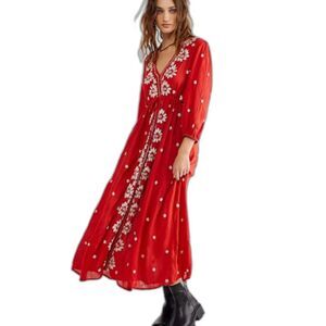 L Embroidered Fable Midi Dress, V Front